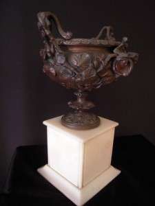 ORNATE ANTIQUE 19th CENTURY MARBLE AND BRONZE URN  