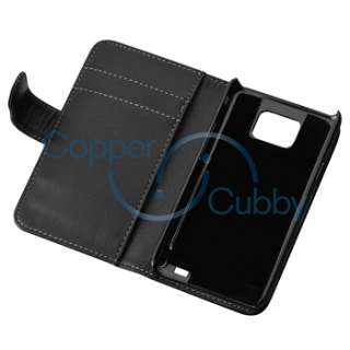 7in1 Accessory Wallet Leather Case+Gel Holder for Samsung Galaxy S II 