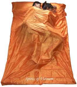 Orange Double Silk Liner Sleeping Bag Sack Travel Sheet  