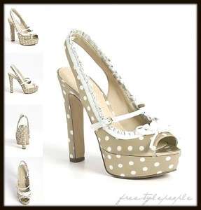  GUESS Taupe Natural KUTIE Peep Toe Slingback Pumps Shoes Heels  