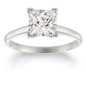  Certified Platinum Princess Cut Solitaire Diamond 