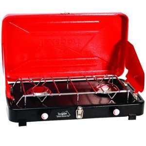  Texsport Co Compact Propane Stove 2 Burners Full Rear Side 