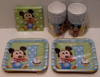   Mouse First Birthday Party Set 16 Dessert Plates Beverage Napkins Cups