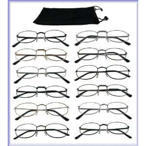 Reading Glasses 1.75 Wholesale Lot 12 Pair Metal Frame Reader Assorted 