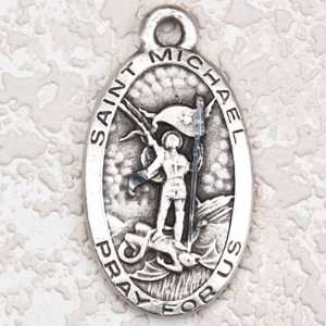  Antique Silver St Michael Religious Necklace Gift Patron 