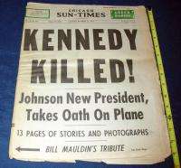   23 CHICAGO SUN TIMES NEWSPAPER *JOHN F KENNEDY KILLED* COMPLETE PAPER