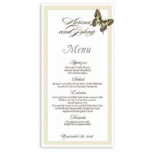  190 Wedding Menu Cards   Butterfly Taupe Pewter In Frame 
