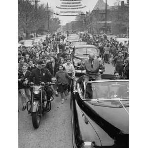  Dwight Eisenhower, Riding in a Black Car and Cheering with 