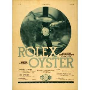 1932 French Ad Rolex Oyster Watch Color Lithograph   Original Print Ad