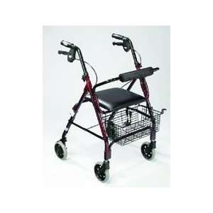  Rollator 4 wheel with Padded Seat & Basket Red Health 