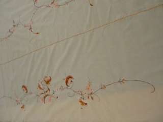 VTG Machine Embroidered Tiger Lilies Tablecloth 82x66  