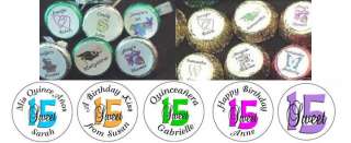 108 Round Quinceanera Sweet 15 Themed Candy Labels