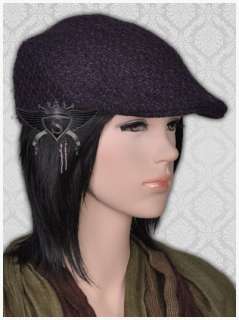   Dark Purple Punk Chic Lady Newsboy Beret Hat Cap Thick Stereo Patterns