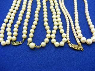 Vintage Single Strand Pearl Necklace 3 pc LOT Glass Cultured? Beads 