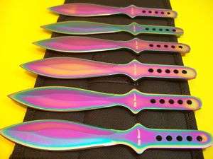 THROWING TARGET KNIVES   6 knife Set    RAINBOW   