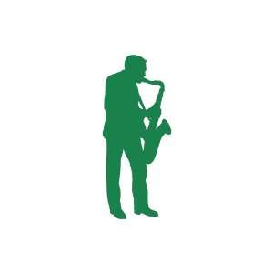  Saxophone Player small 3 Tall GREEN vinyl window decal 