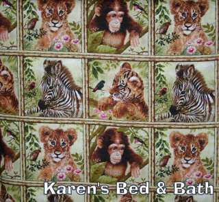 Baby Wildlife Safari Patch Monkey Zebra Tiger Lion Curtain Valance NEW