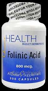 Folinic Acid 800 mcg 300 cap by Health Products Distrib  