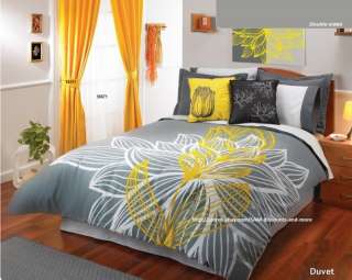 NEW Yellow Gray White Comforter / Duvet Sheets Bedding Set Full 11pcs
