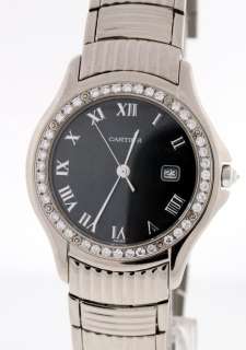 Cartier Cougar 18k White Gold Diamond Bezel watch.  