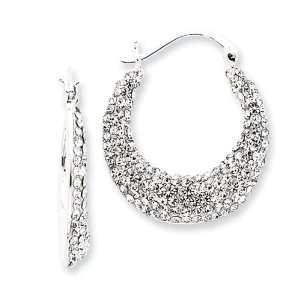    Sterling Silver w/ Swarovski Crystal Hoop Earrings Jewelry