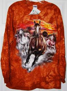 Beautiful WIld Horses Tye Dye T Shirt unisex long sleeve  
