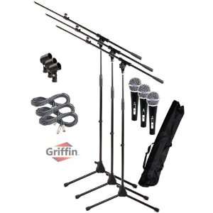 Microphone Boom Stand with Cardioid Dynamic Mic XLR Cables Telescoping 