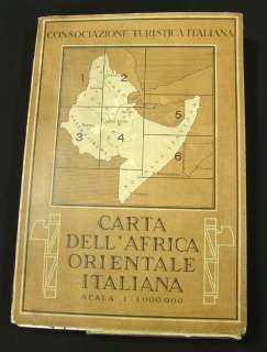 1940 ITALIAN EAST AFRICA 6 FOLD OUT COLOR MAPS~MILAN ED  