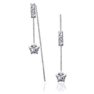   Finish and Cubic Zirconia Threader Style Drop Earrings Peora Jewelry