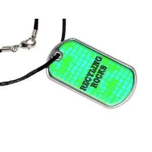  Recycling Rocks   Military Dog Tag Black Satin Cord 