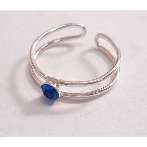  Blue Gem Silver Toe Ring 