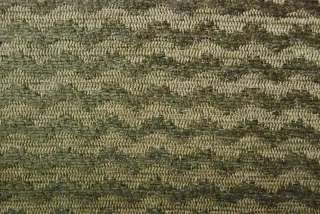 Green Chenille Zig Zag Stripe Drapery Upholstery Fabric  