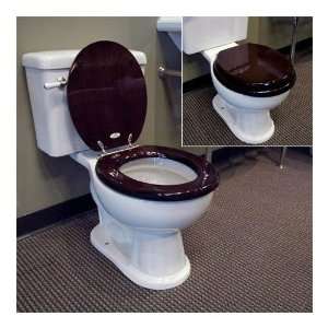 Luxury Walnut Toilet Seat   Chrome Hinges   Round Bowl 