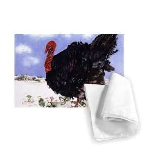  Black Turkey with Snow Berries, 1996   Tea Towel 100% 