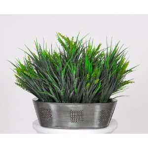  Artificial Frosted Vanilla Grass in Zinc Planter