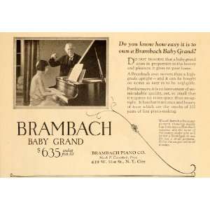 1925 Vintage Ad Brambach Baby Grand Piano Teacher   Original Print Ad