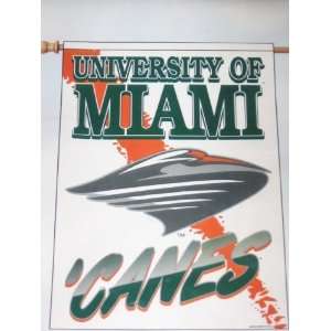  MIAMI HURRICANES Team Logo Weather Resistant 27 by 37 